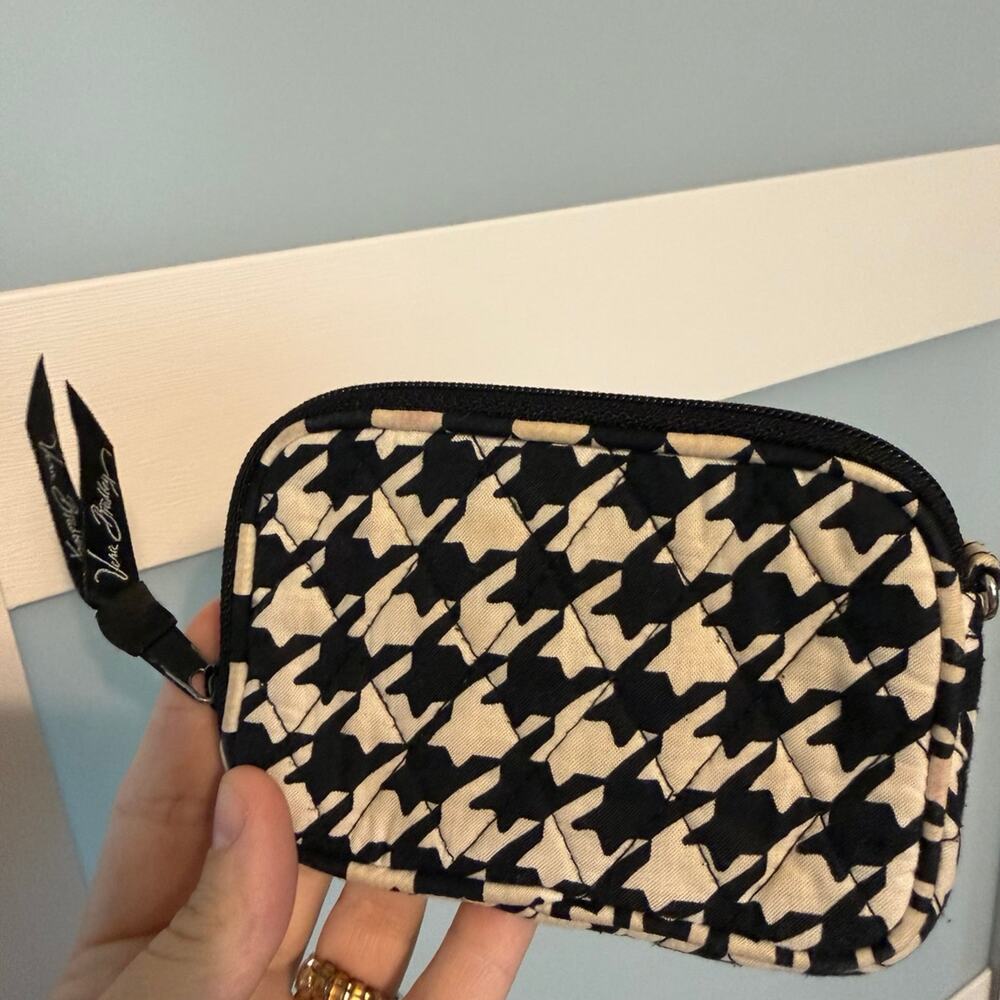 Vera Bradley Quilted Zip Coin Pouch Black & Cream Houndstooth